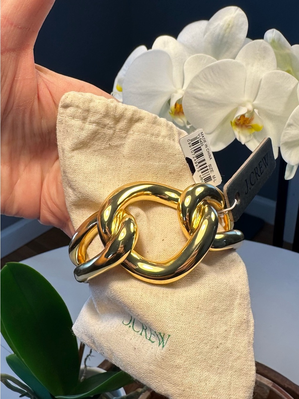 J. Crew Knot Link Cuff bracelet gold tone NWT